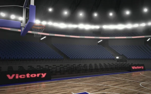 Renderizado Estadio Baloncesto Interior Con Luces — Foto de Stock