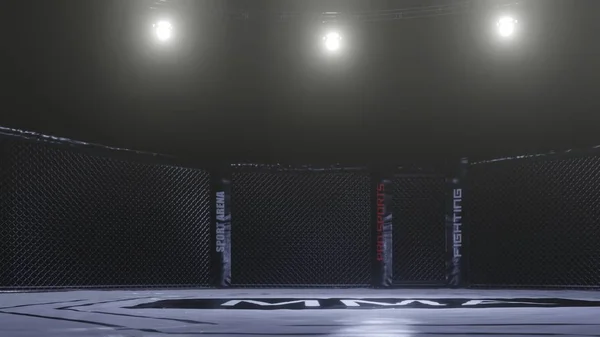 Render Mma Arena Fight Cage Floodlights — Stock Photo, Image