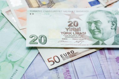 Euro and Turkish Lira clipart