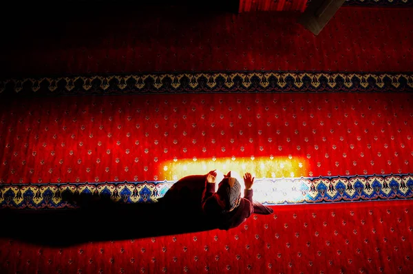 Muslim Woman Praying In Mosque