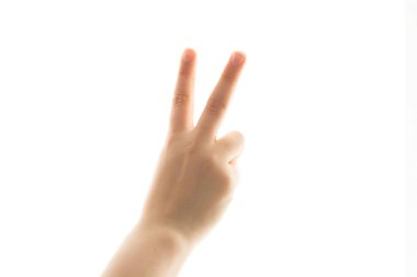 Kadın el izole gösteren başparmak tabela