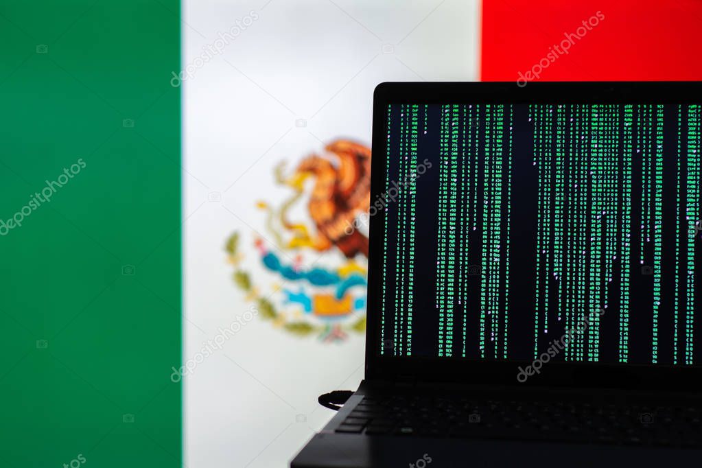 cyber attack in front of the country flag