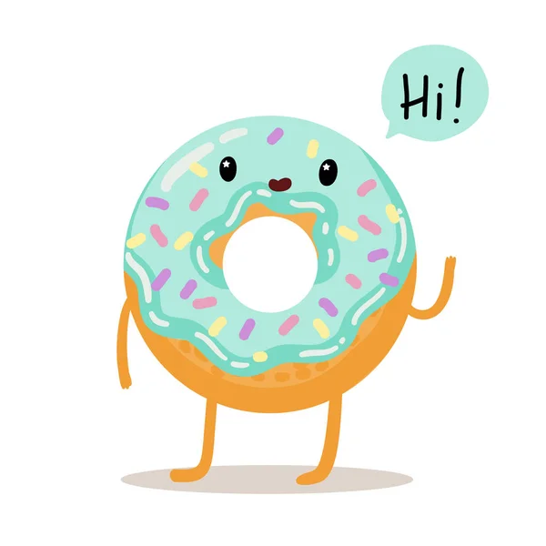 Kawaii _ donut _ character _ cute _ smiley _ comic — Vetor de Stock