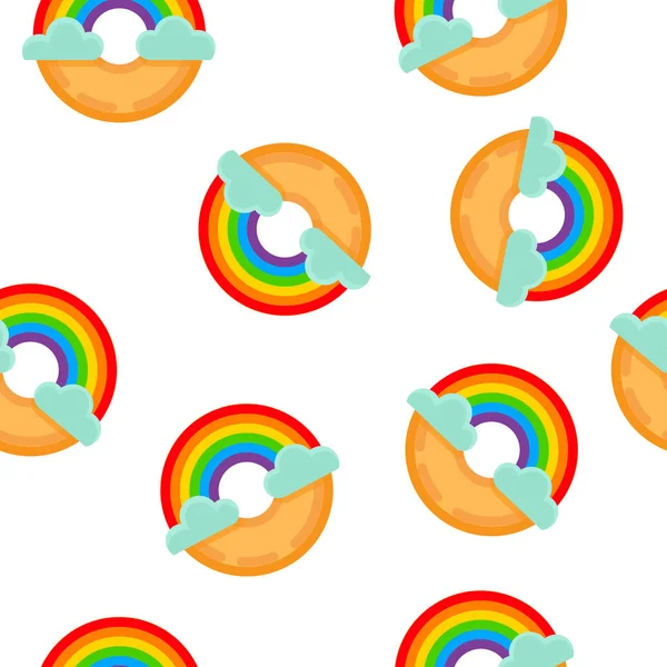 彩虹甜甜圈无缝模式 — 图库矢量图片
