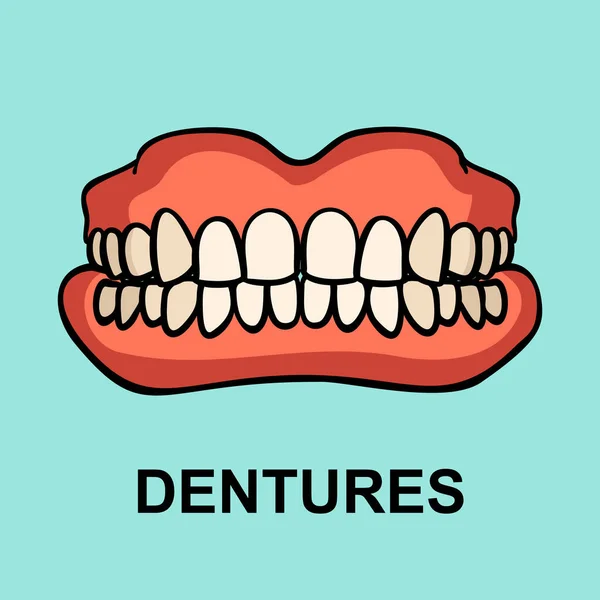 Prótesis Dental Signo Ortopedia Dental Icono Prótesis Fondo Azul Implante — Vector de stock