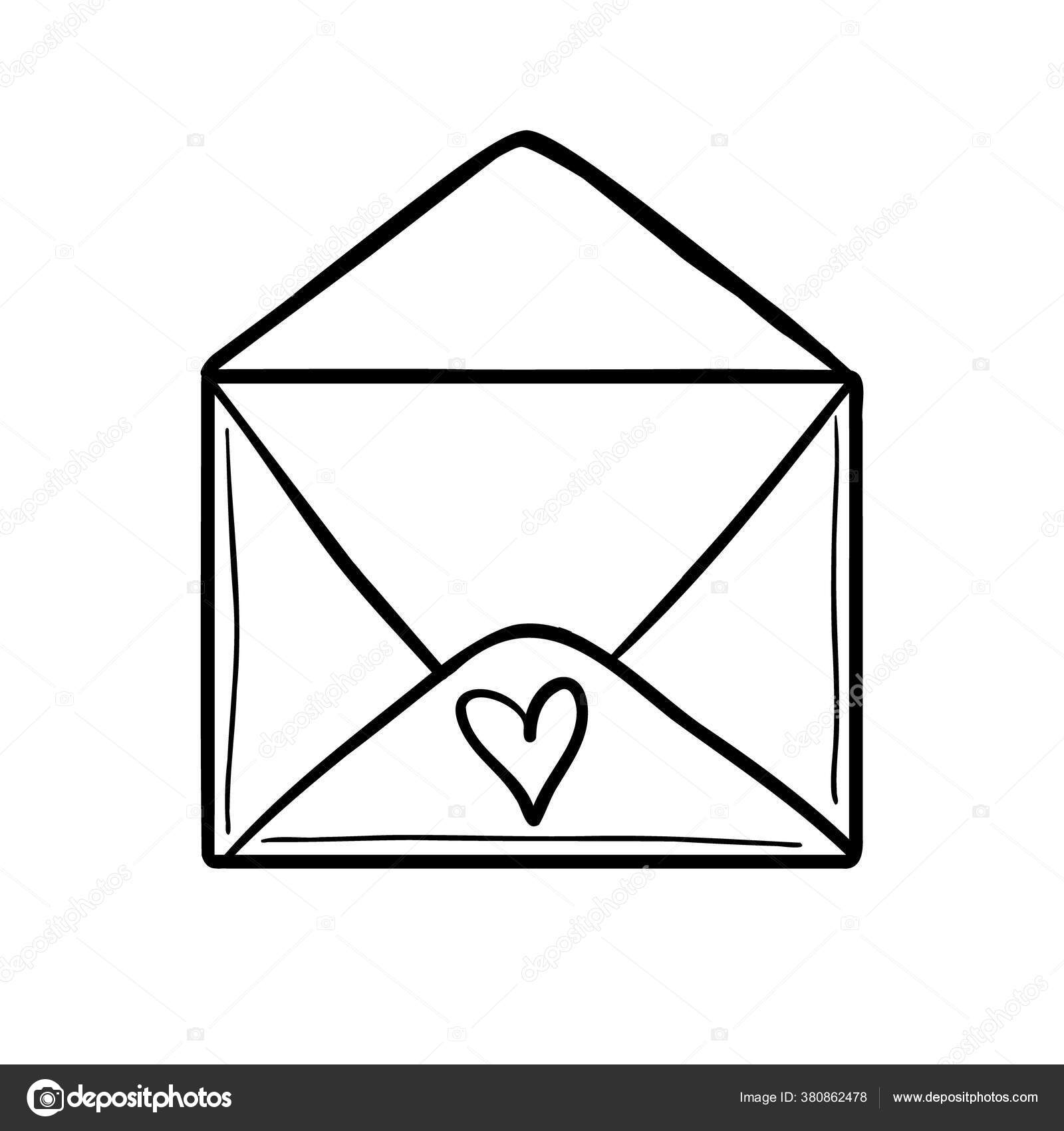 Como desenhar um envelope bonito com corações de amor \ Desenho