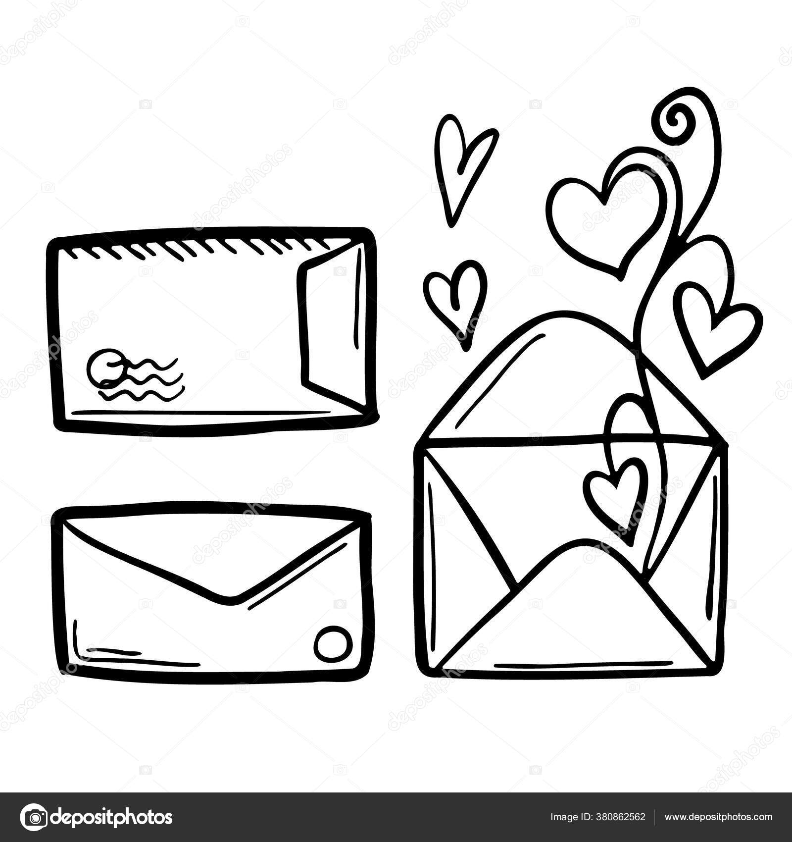 Como desenhar um envelope bonito com corações de amor \ Desenho