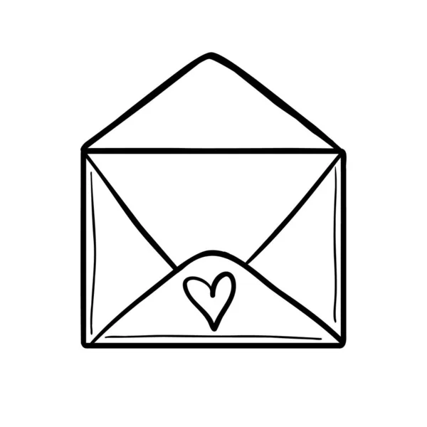 Envelope Aberto Bonito Com Coração Uma Carta Envelope Com Amor —  Vetores de Stock