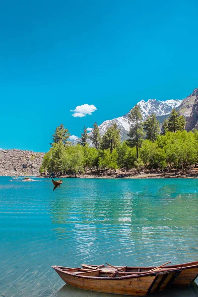 Kar kaplı dağların yansıtıcı gölün manzarası 