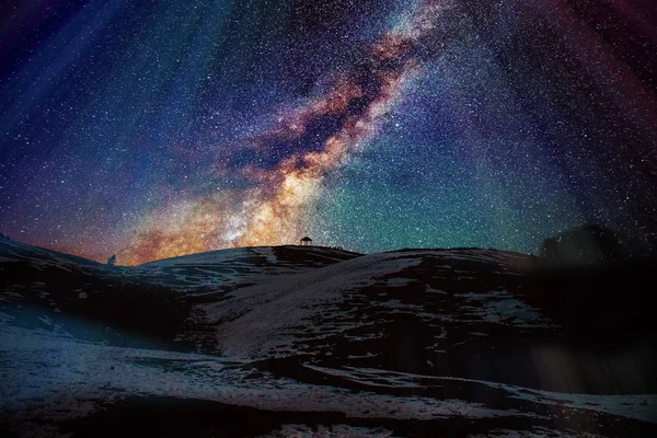 Красивий Вид Зоряне Небо Вночі — стокове фото