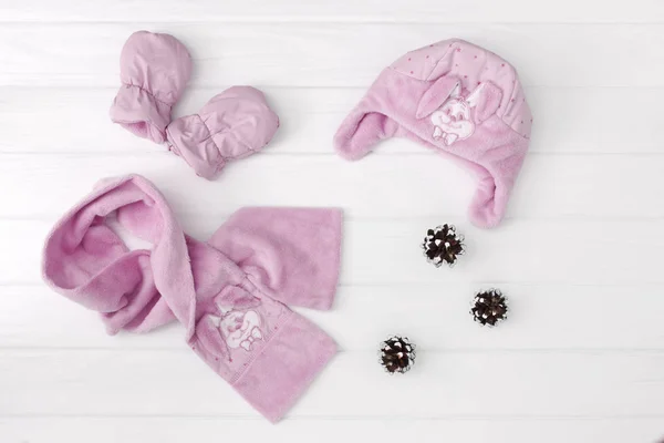 Tenue Mode Automne Hiver Ensemble Vêtements Bébé Fille Chapeau Écharpe — Photo