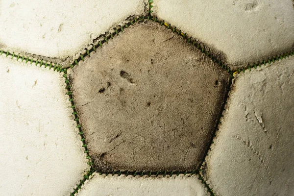 Used vintage soccer ball, close-up background with cracked texture