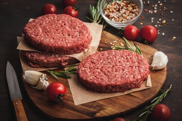 Casă Carne Vită Tocată Brută Carne Vită Tocată Friptură Burger — Fotografie, imagine de stoc