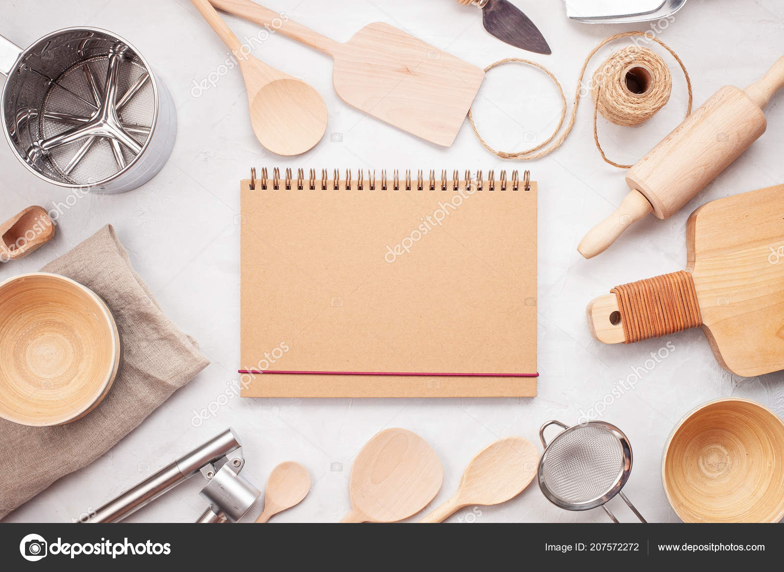 Flat Lay Kitchen Utensils Blank Copy Space Kitchen Recipe Books Stock Photo Image By C Netrun78