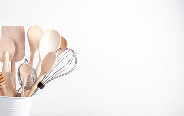 Various kitchen utensils. Recipe cookbook and cooking classes concept