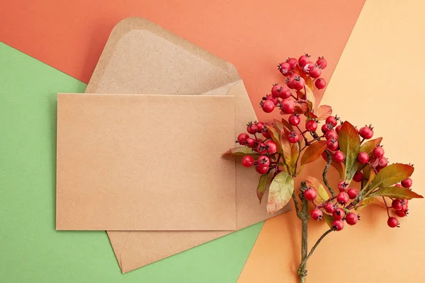 Fundo Papel Cores Outono Com Decoração Espaço Cópia — Fotografia de Stock