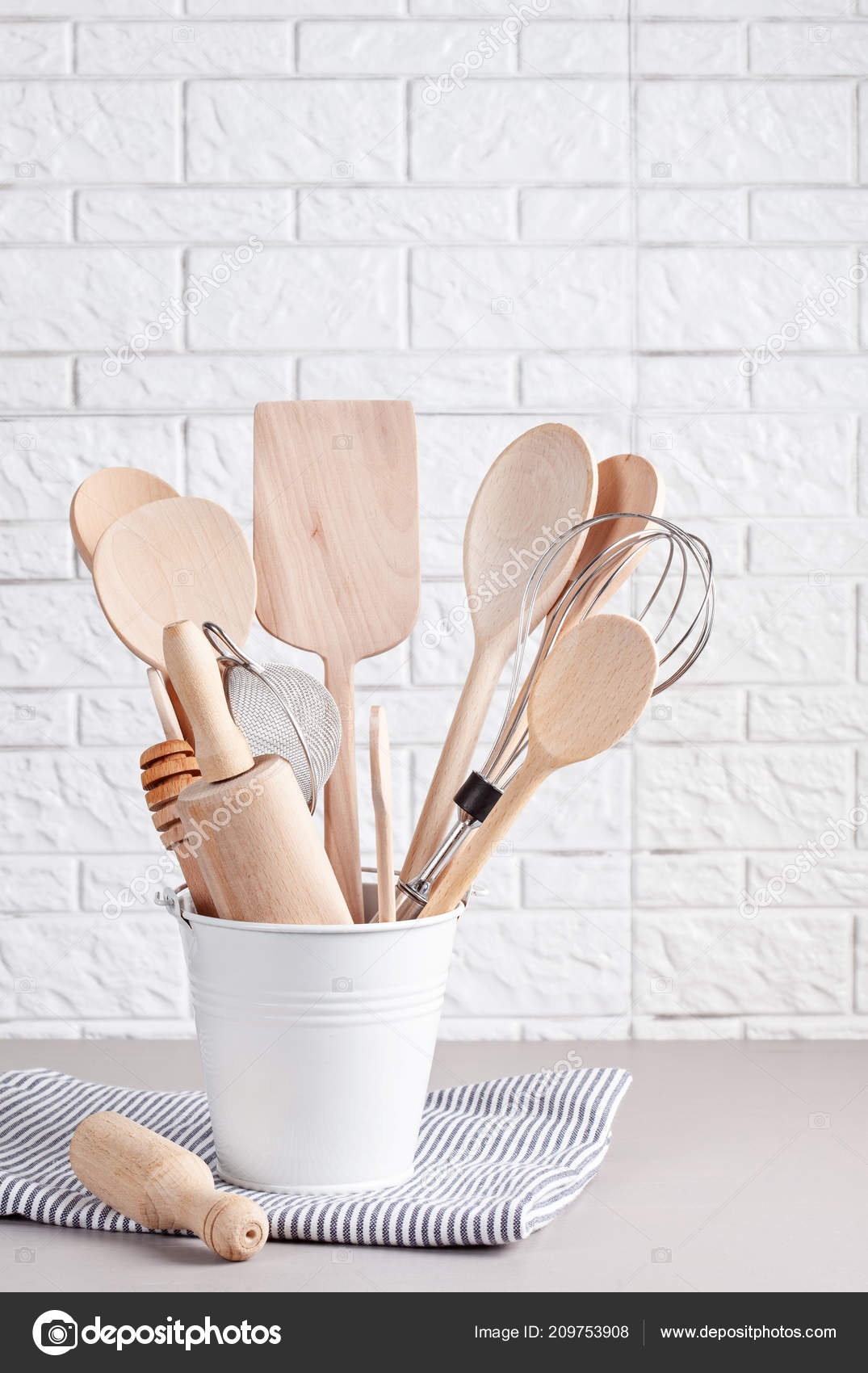 Various Kitchen Utensils White Background Stock Photo by
