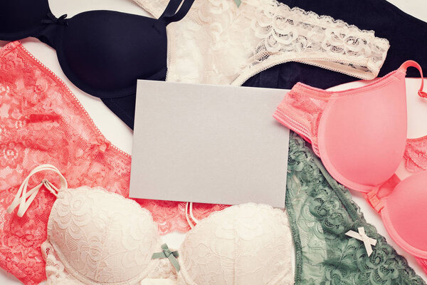 Collection of feminine lingerie, shopping concept