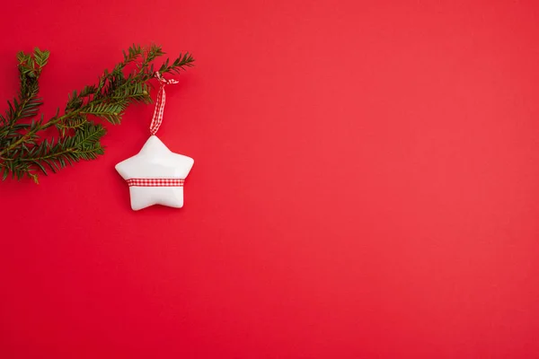 Natal Festivo Simular Fundo Vermelho Com Espaço Cópia — Fotografia de Stock