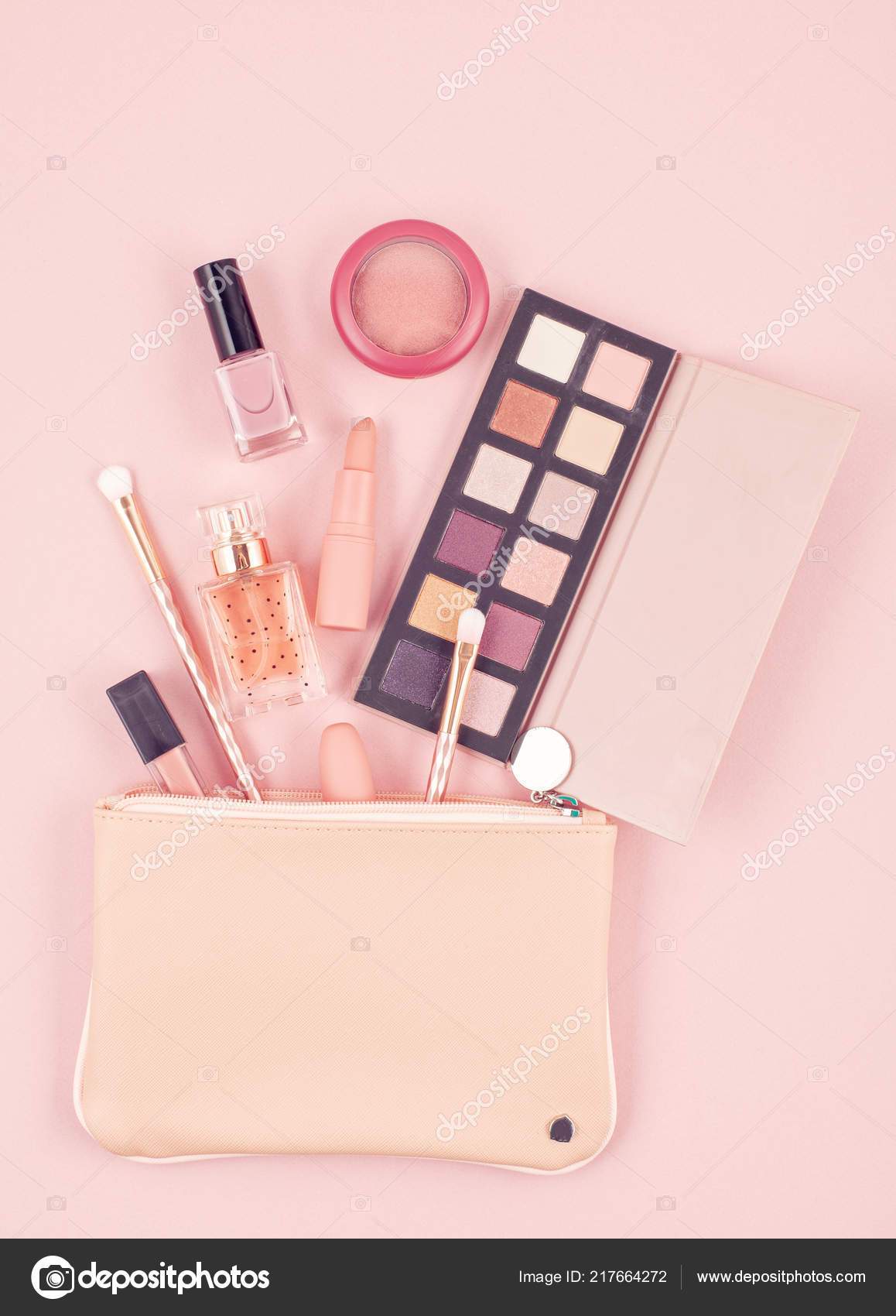 Download Mockup Makeup Cosmetic Products Pastel Pink Background Flat Lay Top Stock Photo Image By C Netrun78 217664272