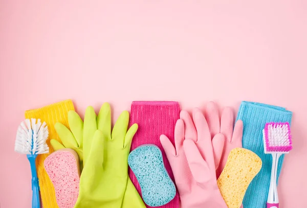 Απορρυπαντικά Και Αξεσουάρ Καθαρισμού Παστέλ Χρώμα Καθαρισμός Υπηρεσία Μικρή Επιχειρηματική — Φωτογραφία Αρχείου