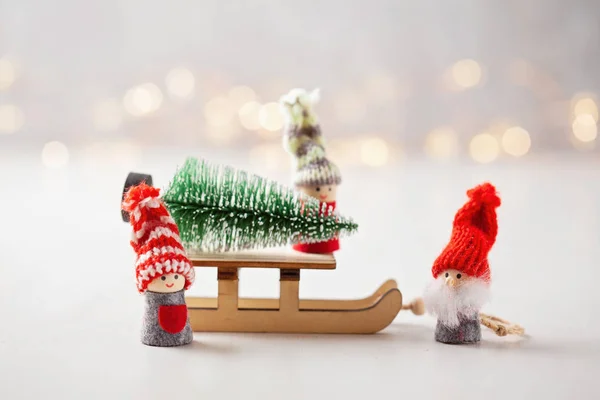 Fondo Navidad Con Juguetes Miniatura Con Escenas Marchitas Navidad Temporada — Foto de Stock