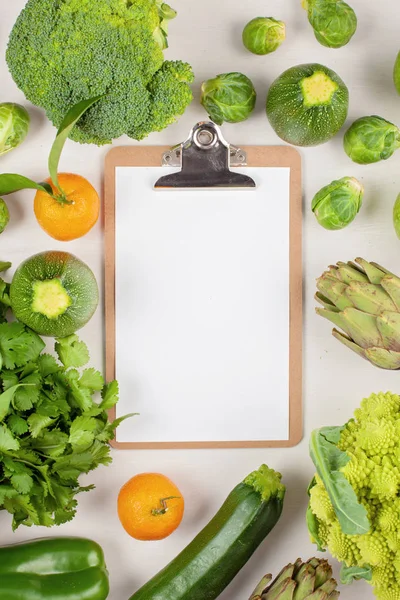 Draufsicht Auf Frisches Bio Gemüse Grüner Farbe Gesundes Essen Verschiedenen — Stockfoto