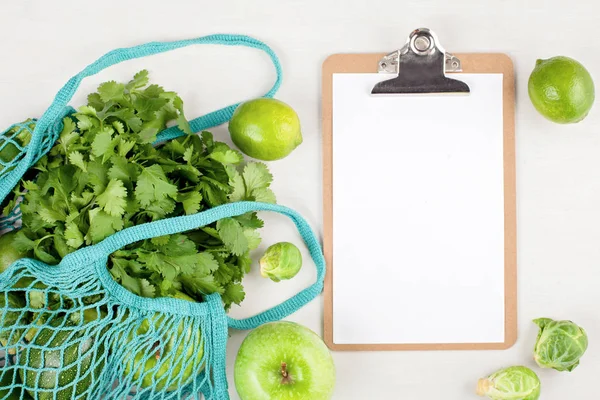 Draufsicht Auf Frisches Bio Gemüse Grüner Farbe Gesundes Essen Verschiedenen — Stockfoto