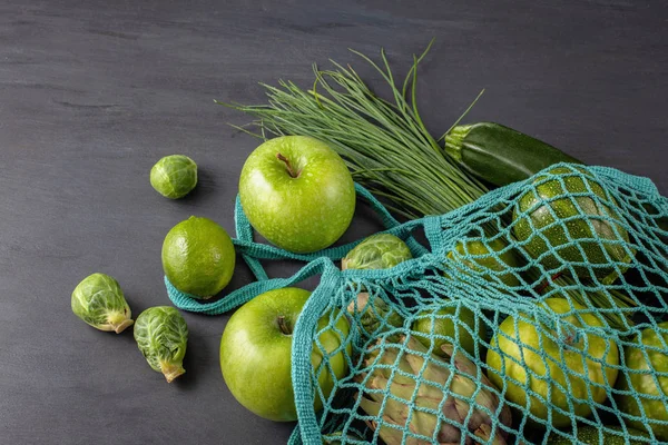 Widok Góry Świeżych Organicznych Warzyw Kolorze Zielonym Zdrowe Odżywianie Koncepcja — Zdjęcie stockowe