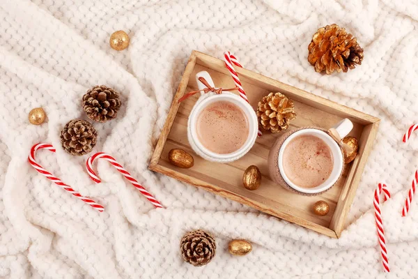 Warme Chocolademelk Comfort Warm Drankje Voor Koude Winterweer Kerst Winter — Stockfoto