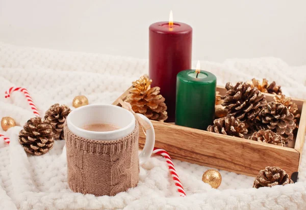 Warme Chocolademelk Comfort Warm Drankje Voor Koude Winterweer Kerst Winter — Stockfoto