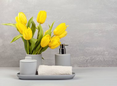 Banyo için açık gri seramik acessories 