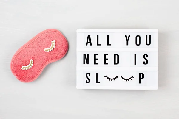 Lightbox with the funny text All you need is sleep — Stock Photo, Image