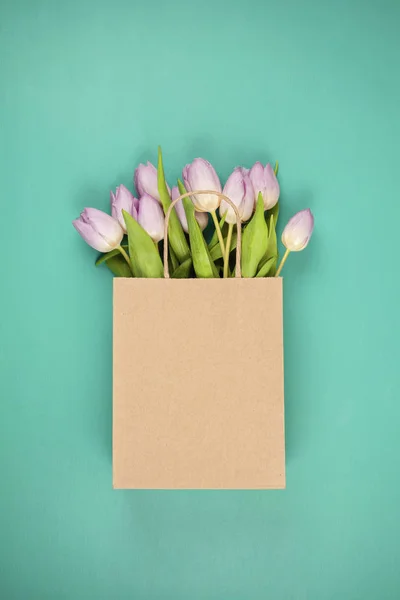 Felülnézet tulipánok csokor — Stock Fotó