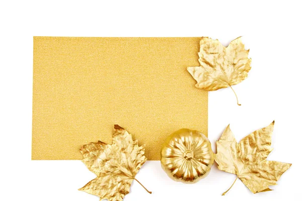 Thanksgiving eller Halloween gratulationskort eller inbjudan med guld — Stockfoto