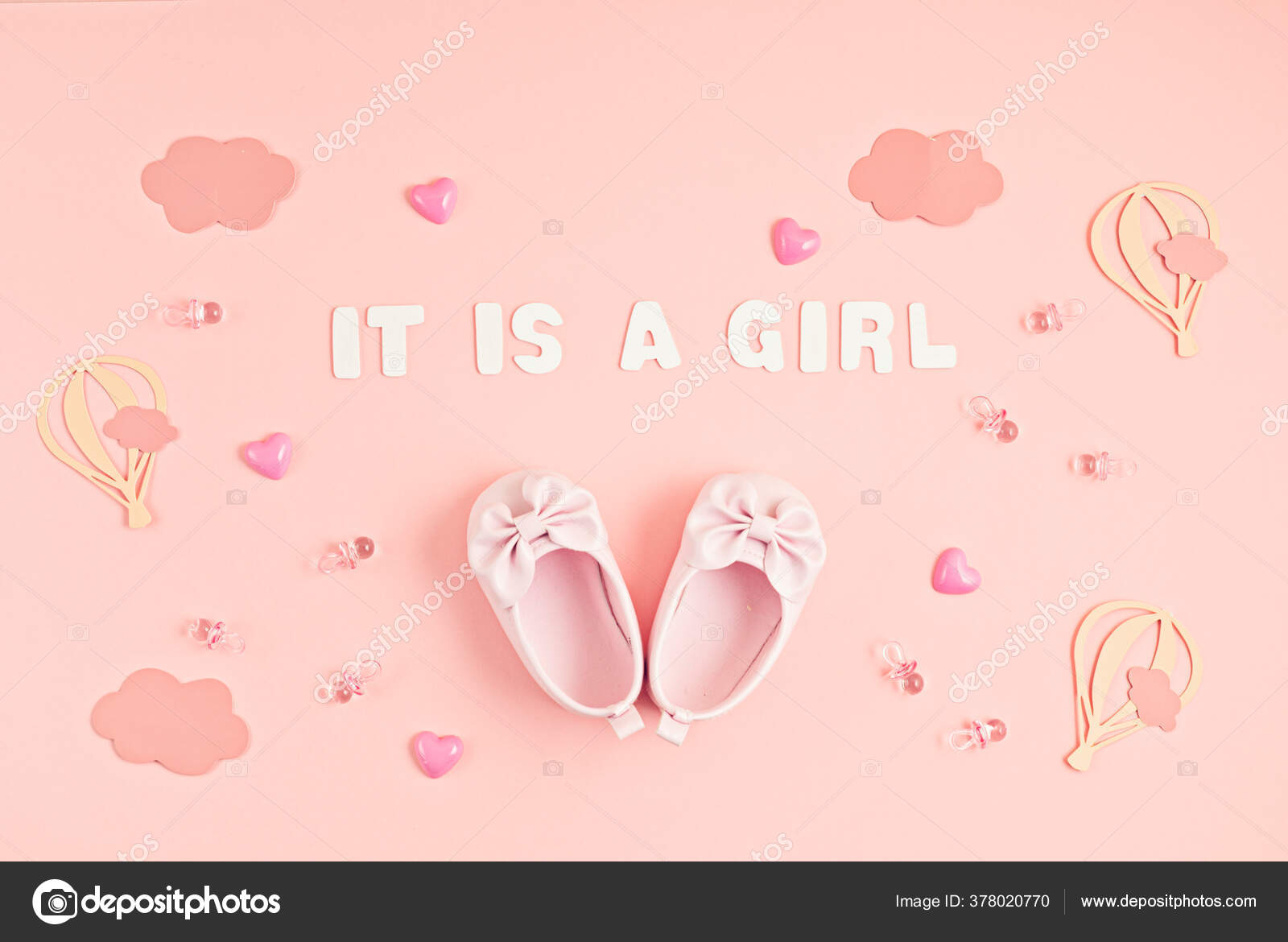 Cute Newborn Baby Girl Shoes Festive Decoration Pink Background Baby Stock  Photo by ©Netrun78 378020770