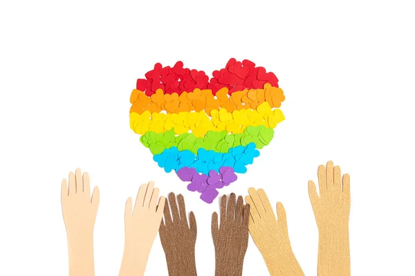 Coração Papel Com Listras Cor Arco Íris Símbolo Orgulho Gay — Fotografia de Stock