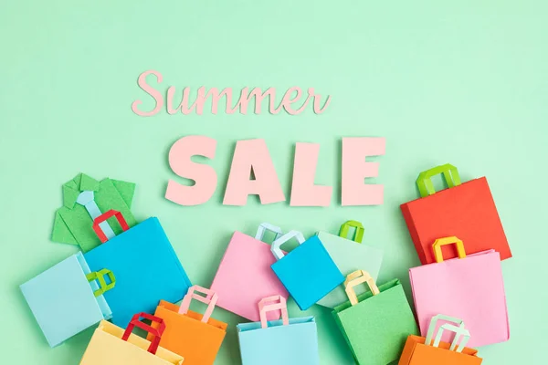 Word Summer Sale Торговельні Паперові Пакети Сезонні Продажі Онлайн Пропозиції — стокове фото