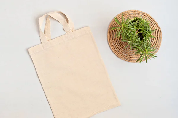 Cotton Tote Bag Mockup Zero Waste Living Sustainability Eco Friendly — Stock Photo, Image