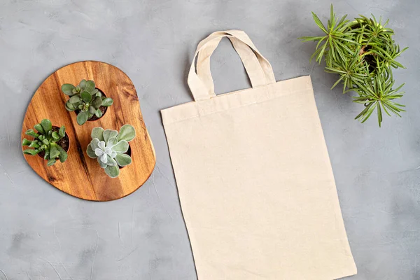 Bolsa Algodón Mockup Vida Sin Desperdicios Sostenibilidad Estilo Vida Ecológico — Foto de Stock