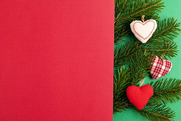 Weihnachten Hintergrund Mit Weihnachtsbaum Äste Und Ornamente Mit Kopierraum — Stockfoto