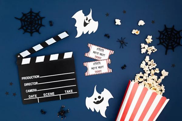 Movie Clapperboard Halloween Decoration Horror Movie Night Halloween Party Invitation — Stock Photo, Image