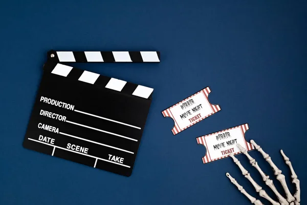 Movie Clapperboard Halloween Decoration Horror Movie Night Halloween Party Invitation — Stock Photo, Image