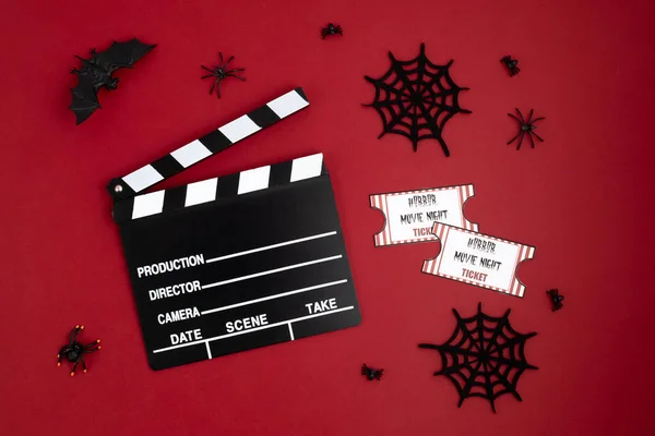 Movie Clapperboard Halloween Decoration Horror Movie Night Halloween Party Invitation — Stock Photo, Image