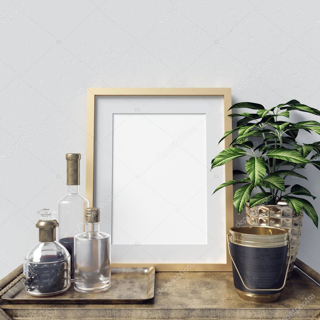 Frame Mockup with Interior Decorations
