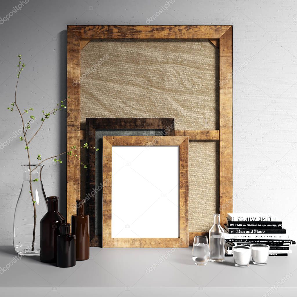 Frame Mockup with Interior Decorations