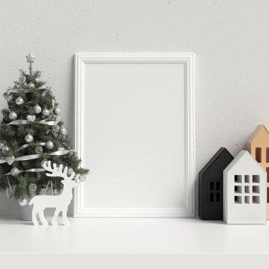 Poster çerçeve iç İskandinav Noel Kış dekorasyonu kadar alay
