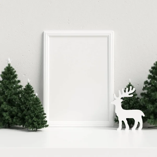 Makiety Plakat Ramki Wnętrza Skandynawskie Boże Narodzenie Wystrój Zimą — Zdjęcie stockowe