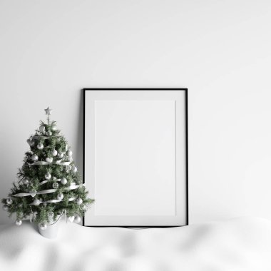 Poster çerçeve iç beyaz Noel Kış dekorasyonu kadar alay