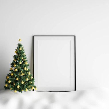 Poster çerçeve iç beyaz Noel Kış dekorasyonu kadar alay